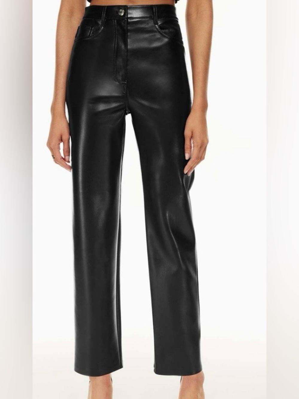 Aritzia Wilfred Black Faux Leather Pants
